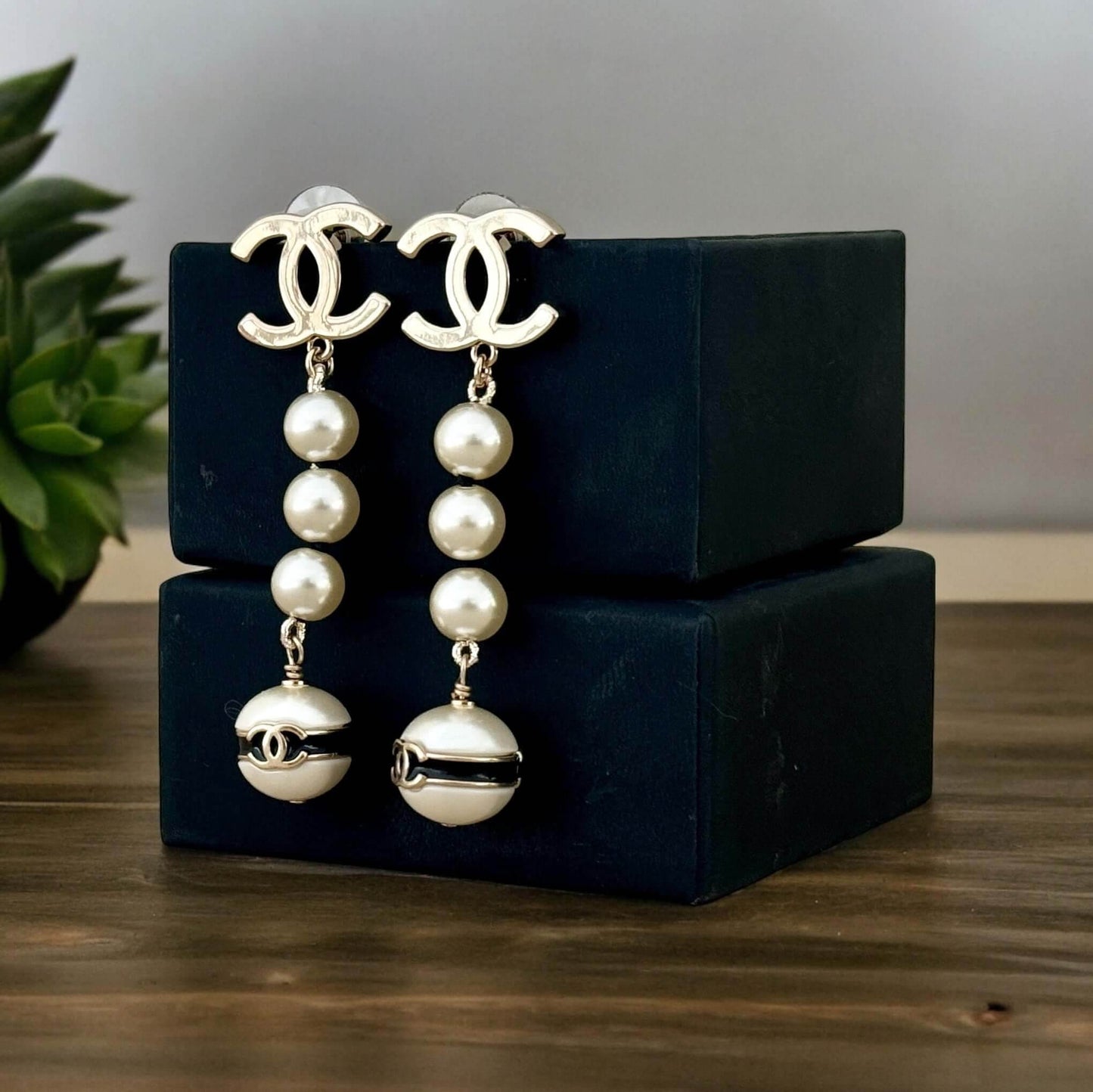 Chanel Gold CC Pearl Dangle Earrings - My Mama Found What  My Mama Found What 