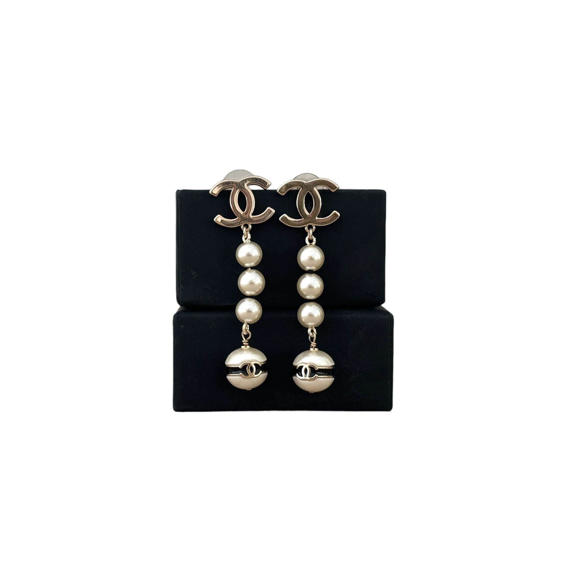 Chanel Gold CC Pearl Dangle Earrings - My Mama Found What 