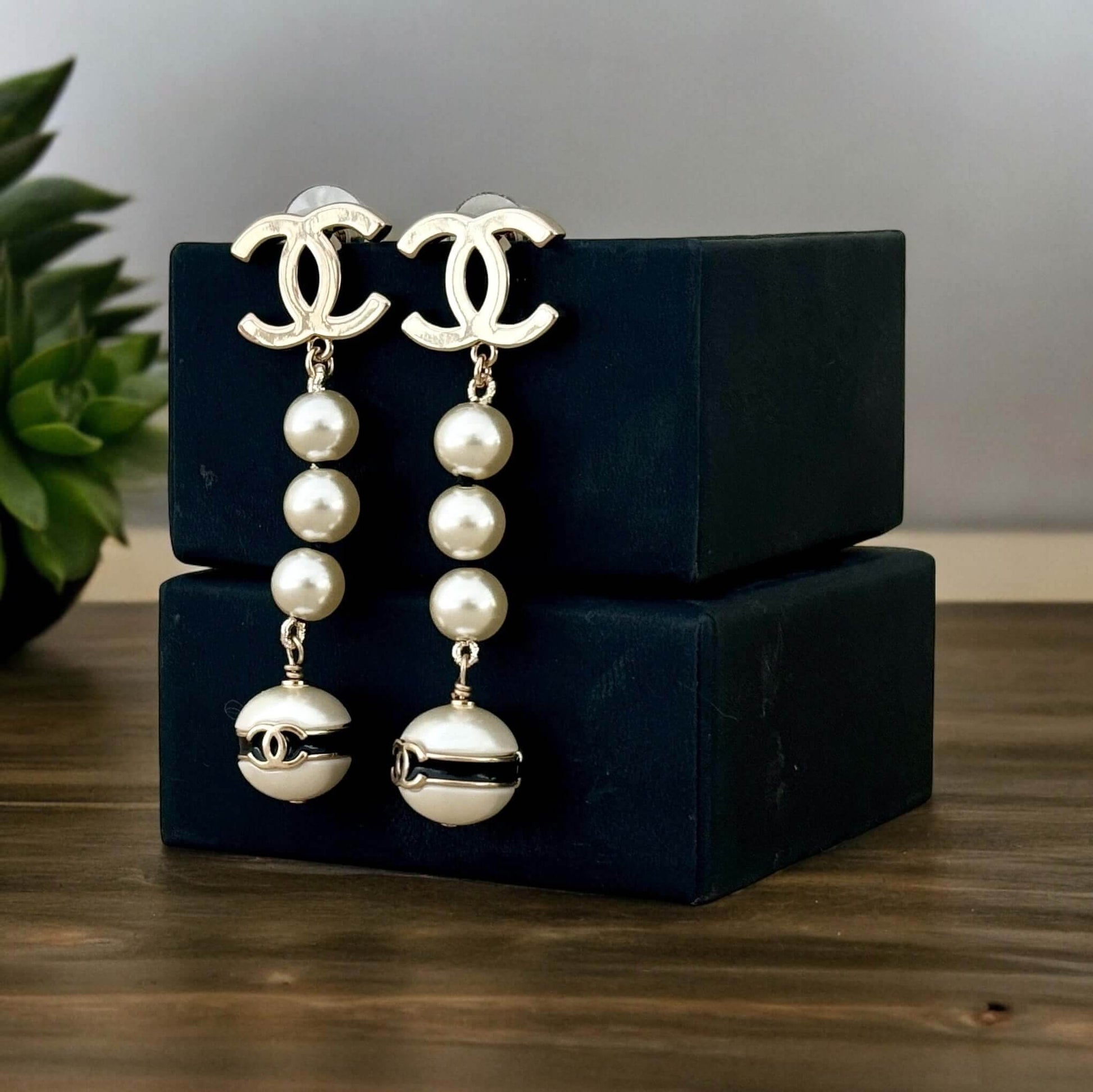 Chanel Gold CC Pearl Dangle Earrings - My Mama Found What 