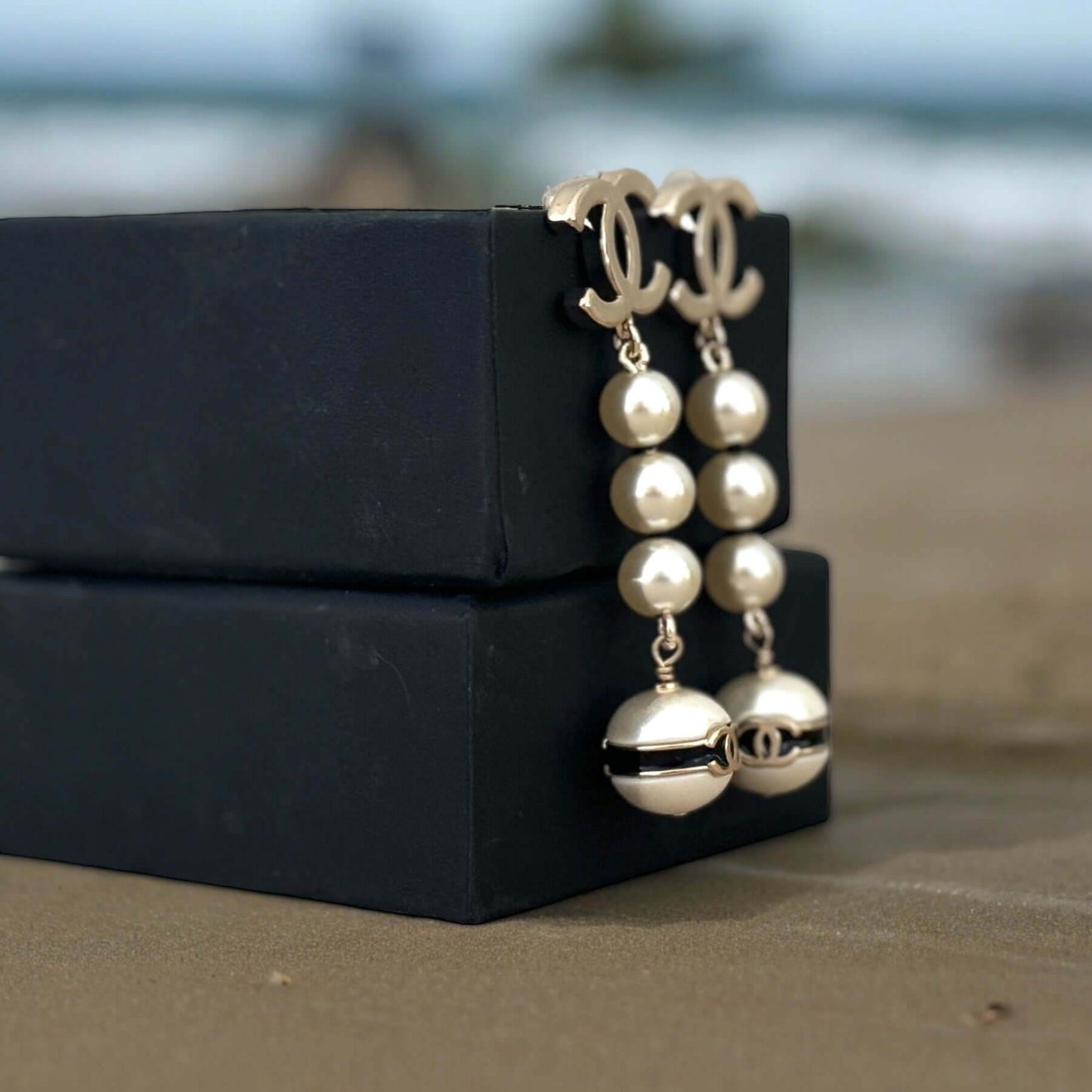 Chanel Gold CC Pearl Dangle Earrings - My Mama Found What  My Mama Found What 