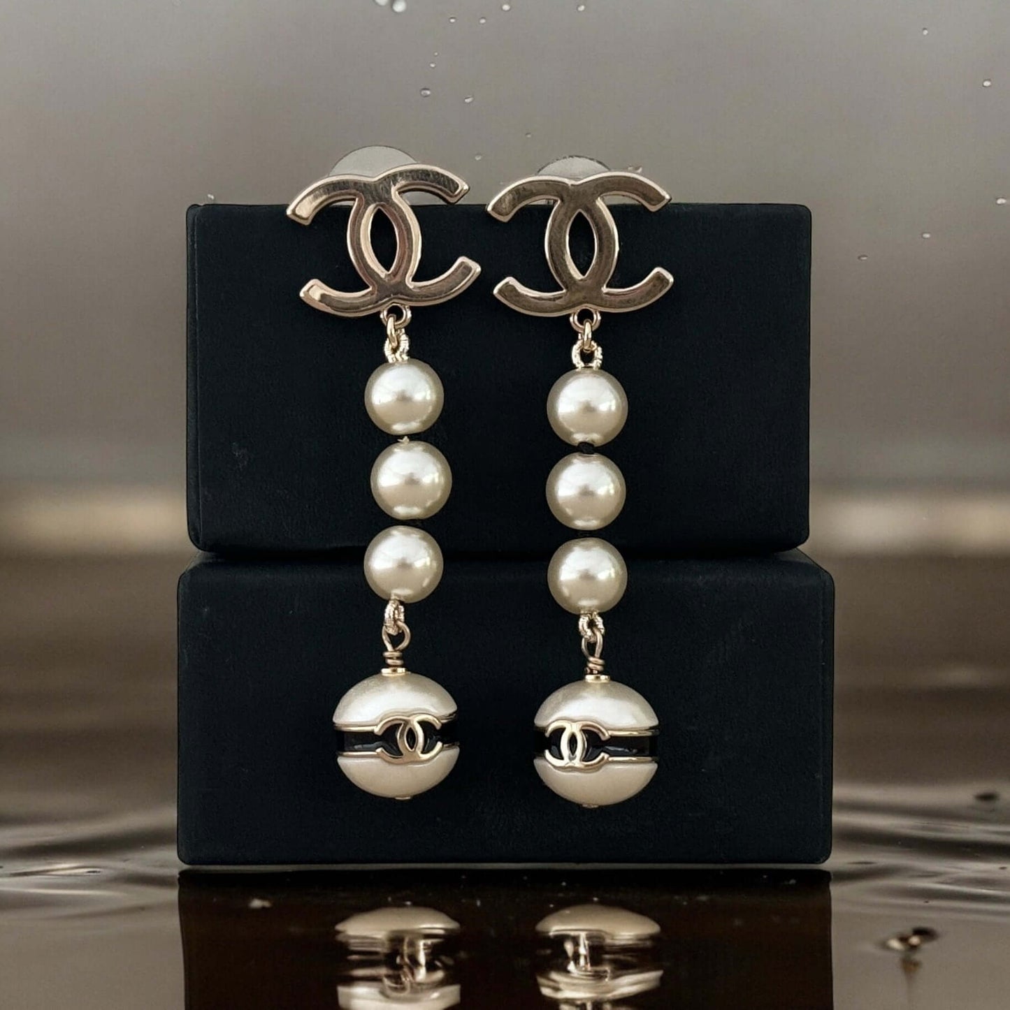 Chanel Gold CC Pearl Dangle Earrings - My Mama Found What   My Mama Found What 