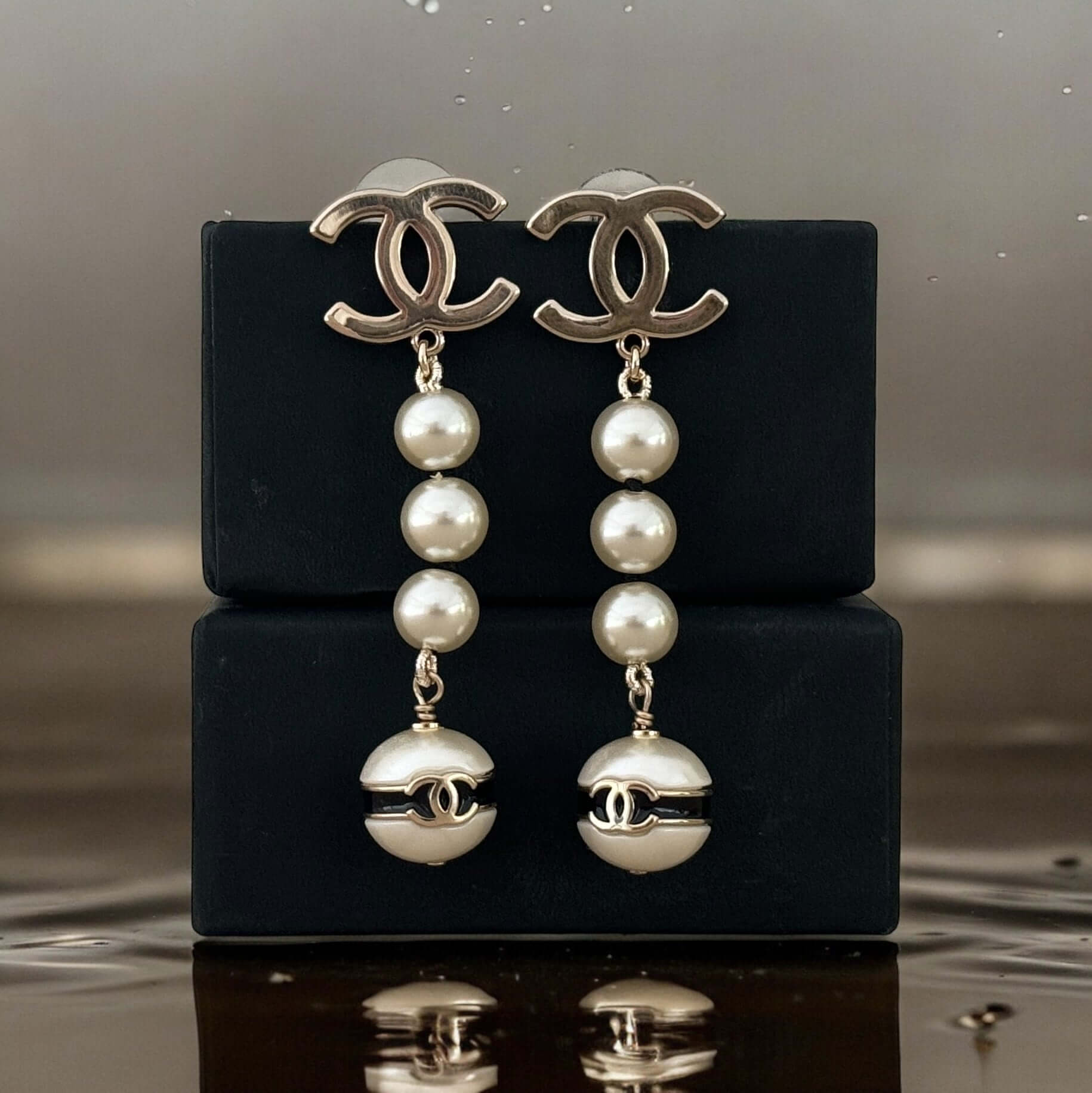 Chanel Gold CC Pearl Dangle Earrings - My Mama Found What  