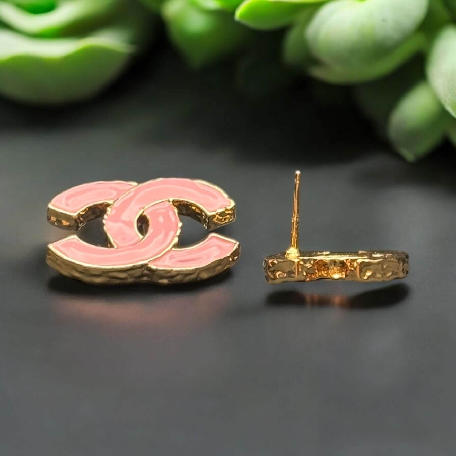 Chanel Gold CC Pink Earrings Pre-Owned - My Mama Found What 
