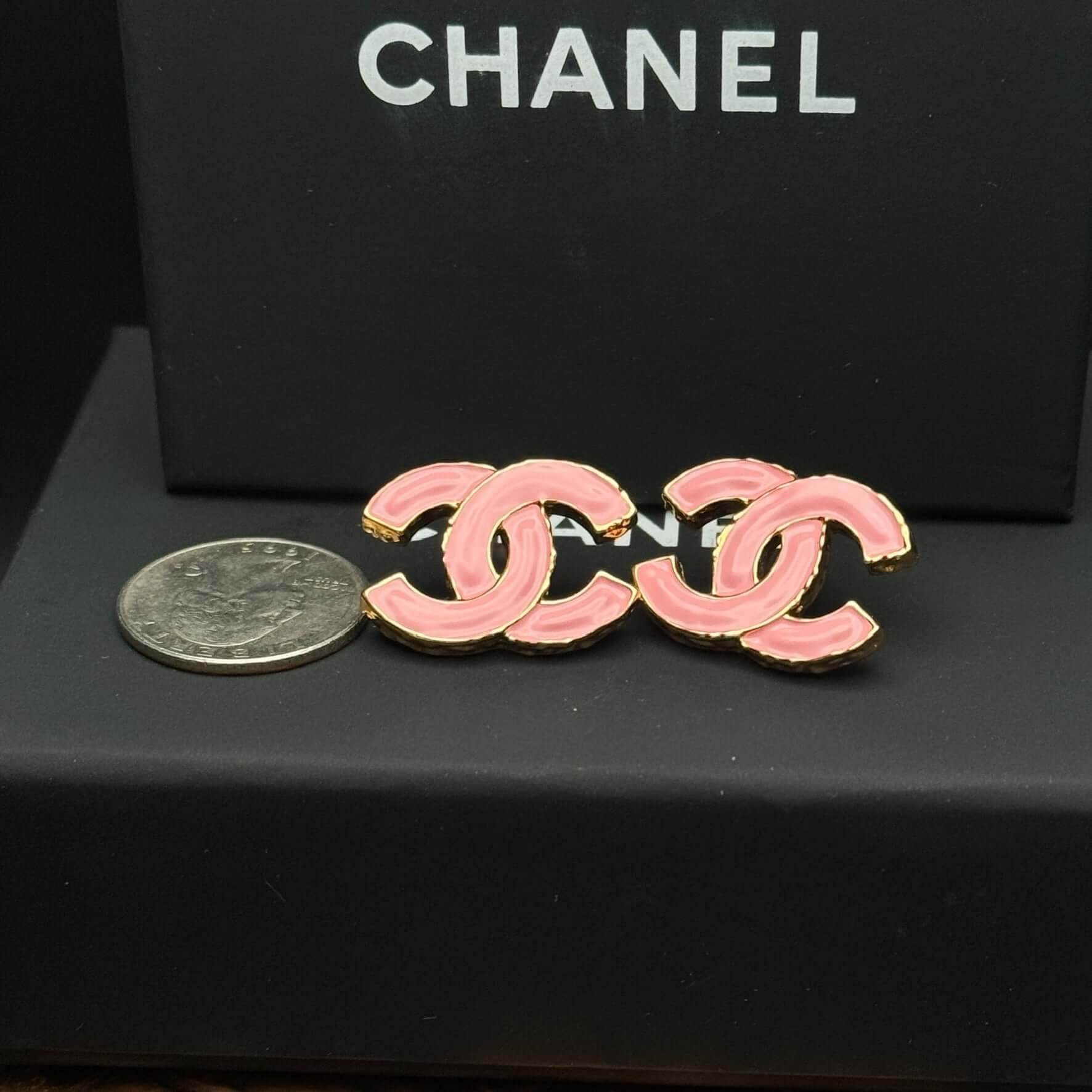 Chanel Gold CC Pink Earrings Pre-Owned - My Mama Found What 