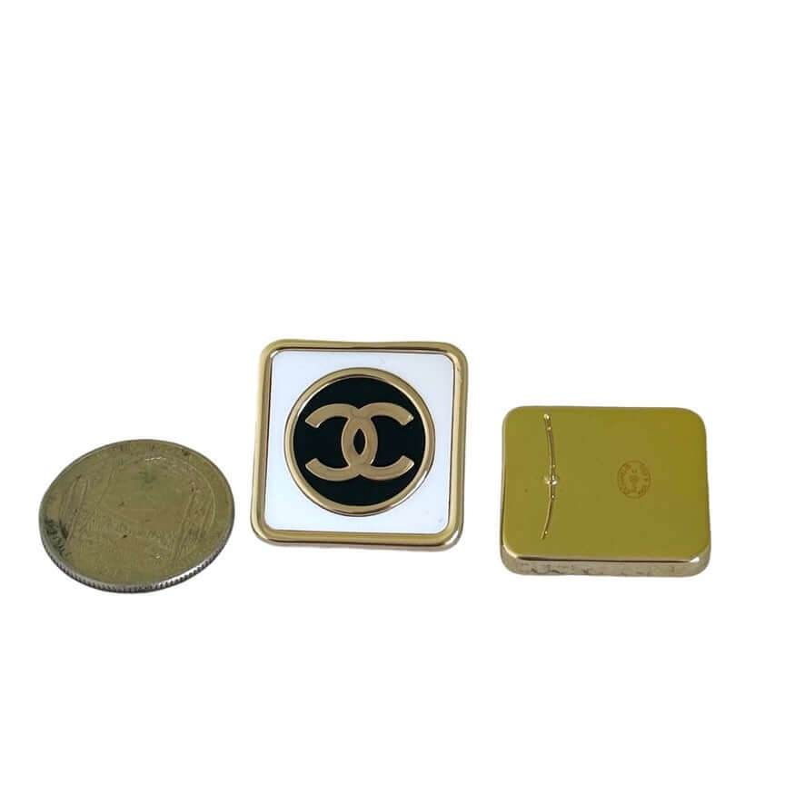 Chanel Gold CC Square White & Black Authentic Pre-Owned Like New 24 Earrings - My Mama Found What 