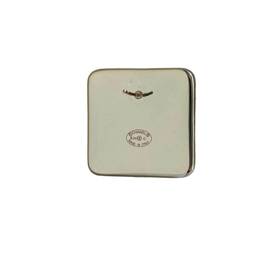 Chanel Gold CC Square White & Black Authentic Pre-Owned Like New 24 Earrings - My Mama Found What 