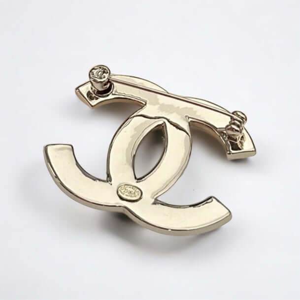 Chanel Gold CC w/ Black White Brooch Pre-Owned - My Mama Found What 