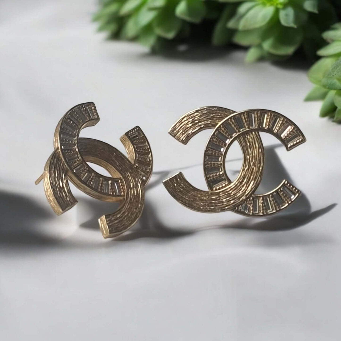 Pre-Owned Chanel Gold CC w/ Texture & Crystals - My Mama Found What   My Mama Found What 