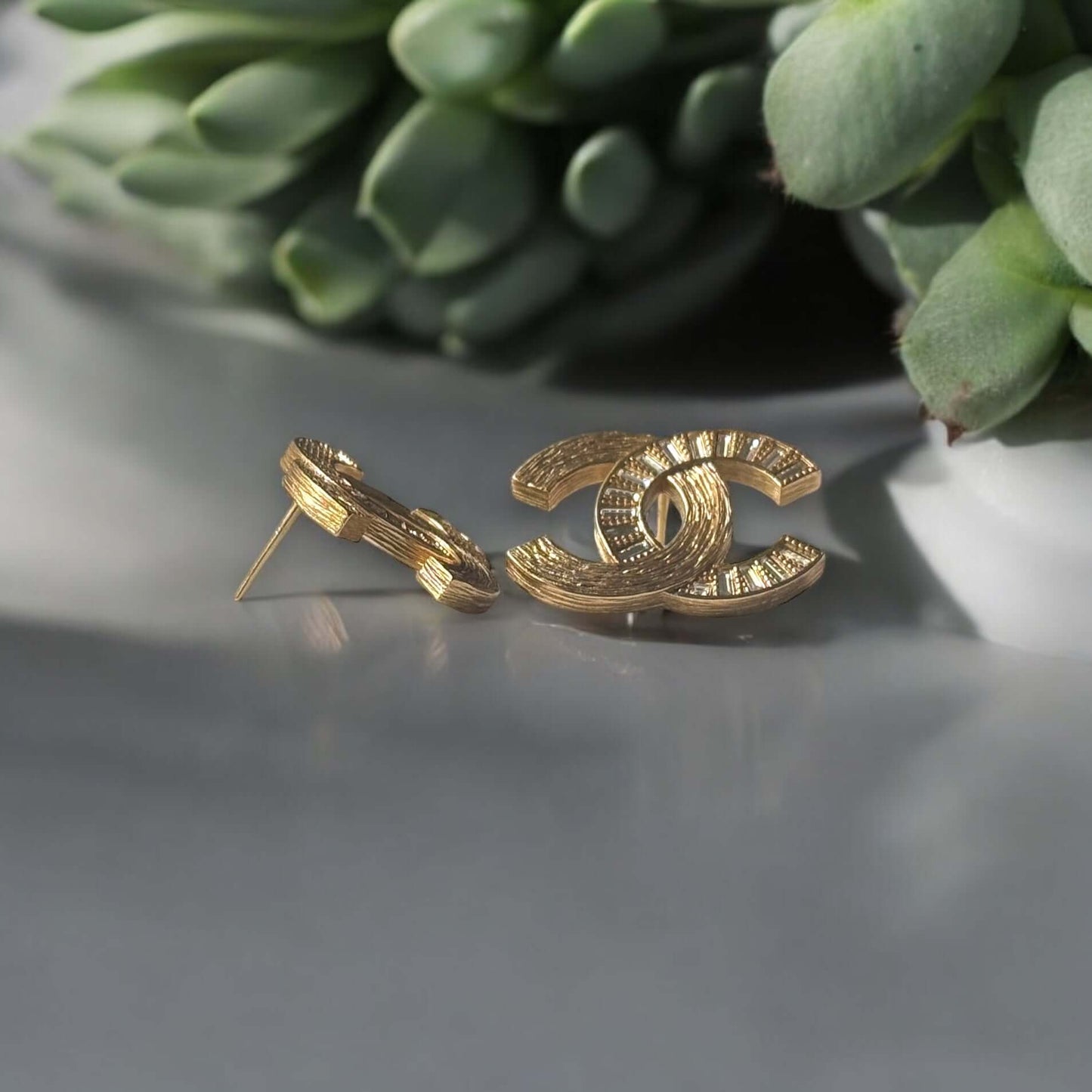 Pre-Owned Chanel Gold CC w/ Texture & Crystals - My Mama Found What   My Mama Found What 