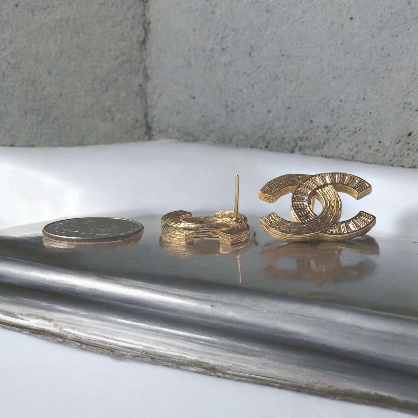 Pre-Owned Chanel Gold CC w/ Texture & Crystals - My Mama Found What   My Mama Found What 