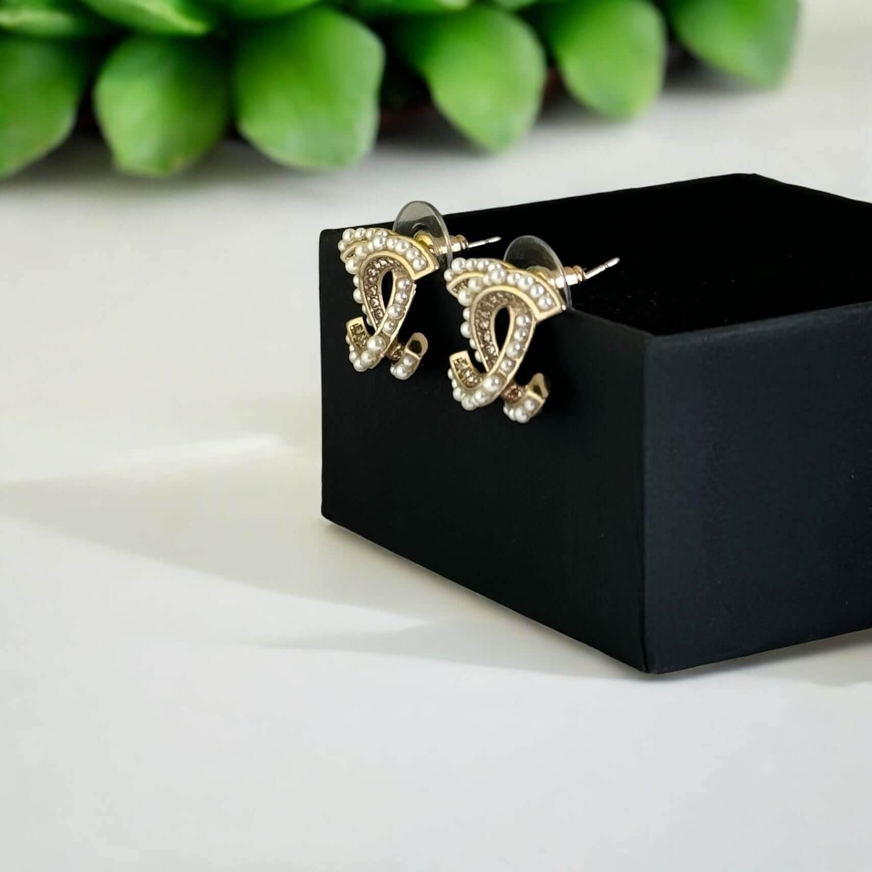 Chanel Gold CC with fun crystals /pearls earrings Pre-Owned - My Mama Found What 