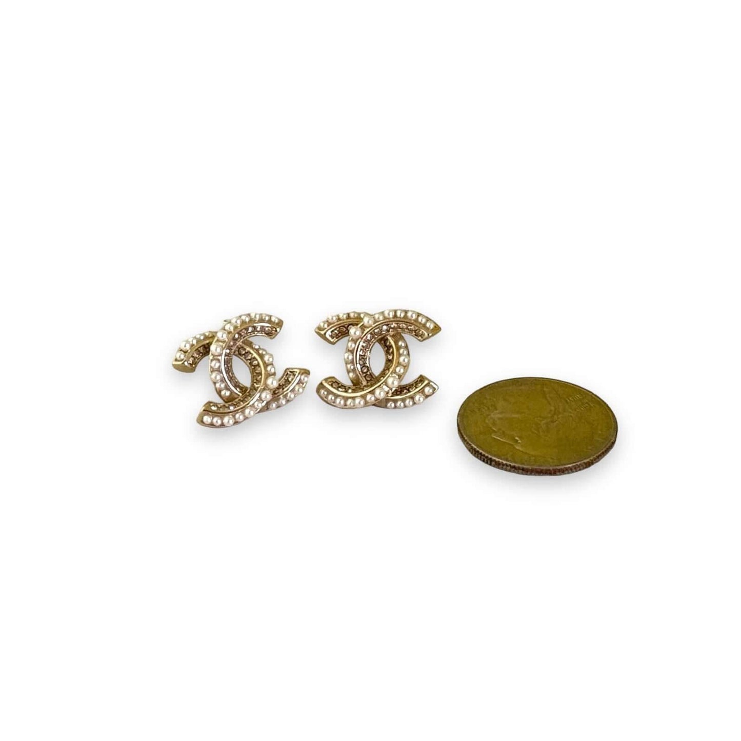 Chanel Gold CC with fun crystals /pearls earrings Pre-Owned - My Mama Found What  My Mama Found What 
