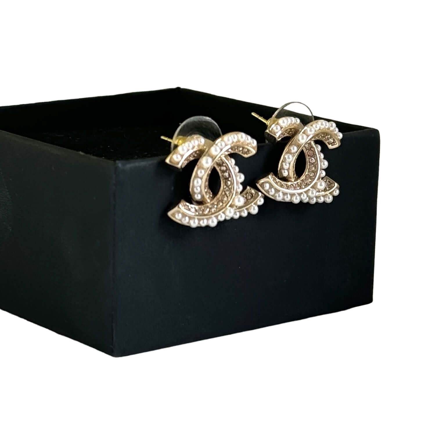 Chanel Gold CC with fun crystals /pearls earrings Pre-Owned - My Mama Found What 