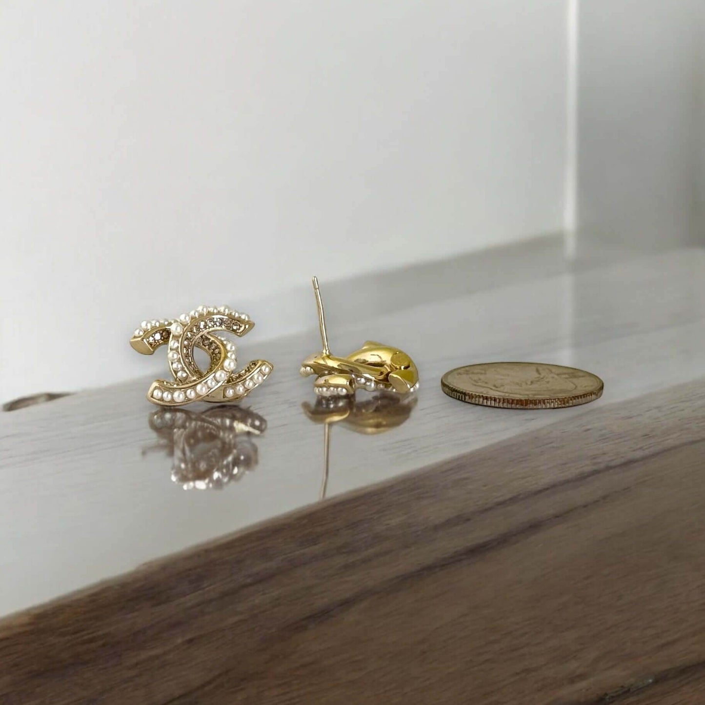 Chanel Gold CC with fun crystals /pearls earrings Pre-Owned - My Mama Found What  My Mama Found What 