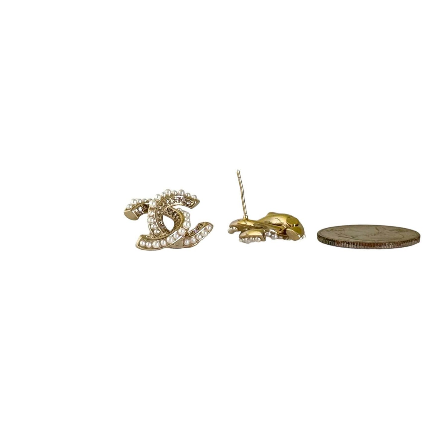 Chanel Gold CC with fun crystals /pearls earrings Pre-Owned - My Mama Found What  My Mama Found What 