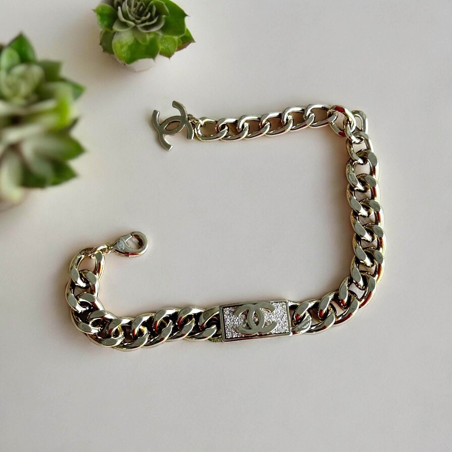 Chanel Gold Chain CC Adjustable Bracelet - My Mama Found What  My Mama Found What 