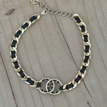 Chanel Gold Chain CC weaved Black Leather Choker 15-16" - My Mama Found What  