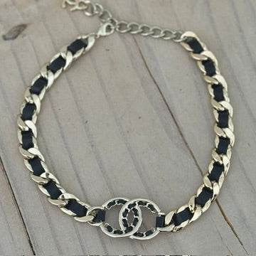 Chanel Gold Chain CC weaved Black Leather Choker 15-16" - My Mama Found What  