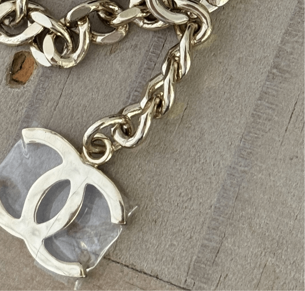 Chanel Gold Chain weaved with Black Leather Black Leather Heart Pendant Necklace - My Mama Found What   My Mama Found What 