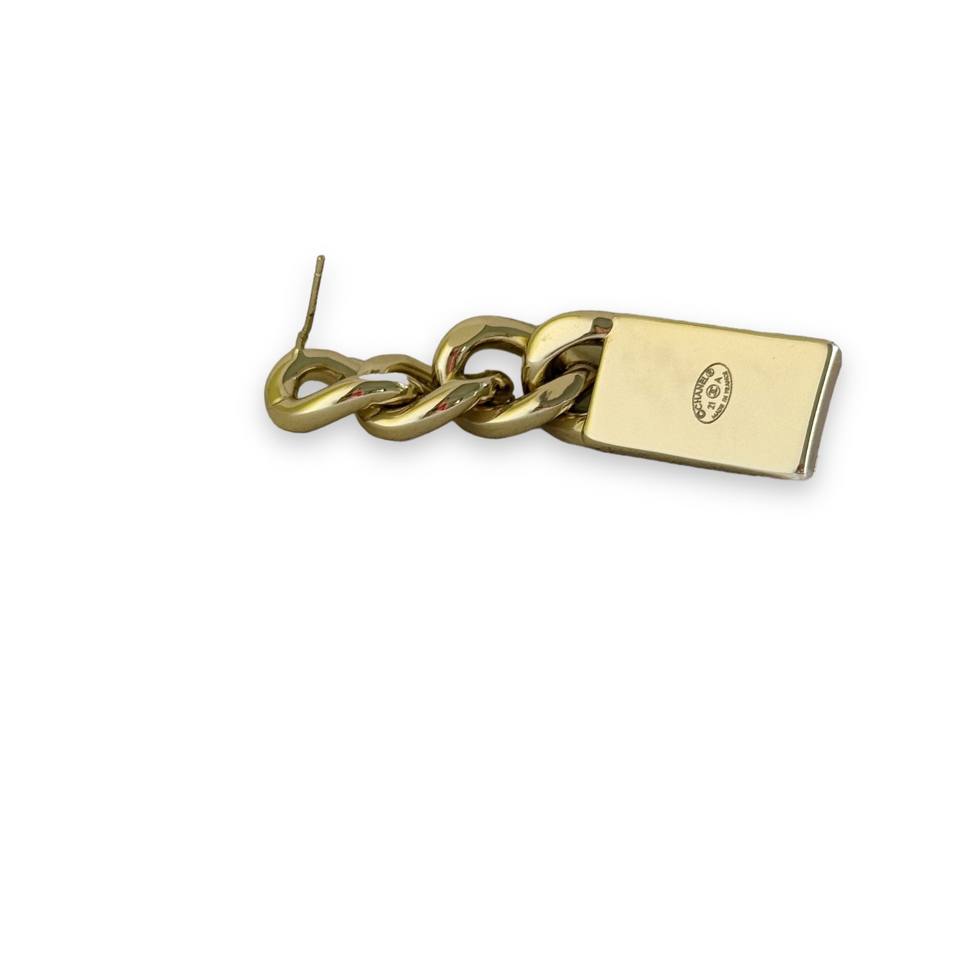 Chanel Gold Dog Tag crystals Dangle Earrings - My Mama Found What  