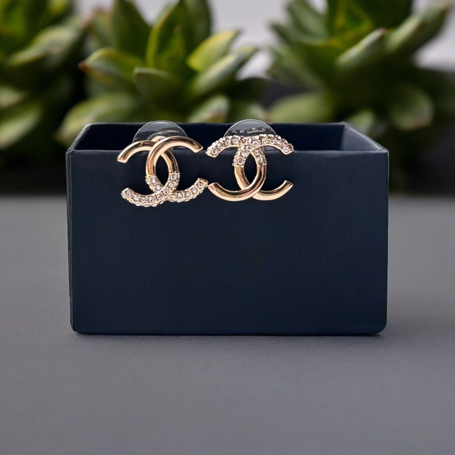 Chanel Gold Double C Post Earrings with sparkling crystals StunningGorgeous ! I love these ! Such great classics yet updated - these are the perfect pair of Chanel Earrings to Start or Add to your Luxury Designer Jewelry Collection. These are pre-owned bu My Mama Found What 