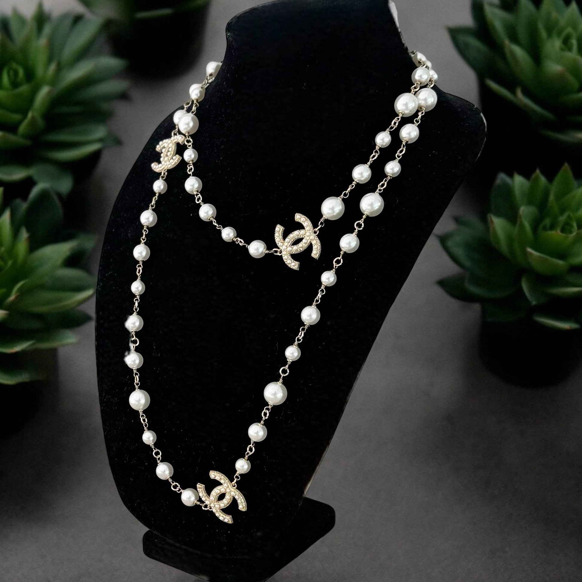 Chanel Gold , Pearl Double C Double Wrap Adjustable Necklace - My Mama Found What 