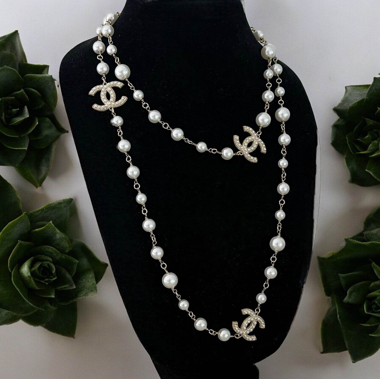 Chanel Gold , Pearl Double C Double Wrap Adjustable Necklace - My Mama Found What  My Mama Found What 
