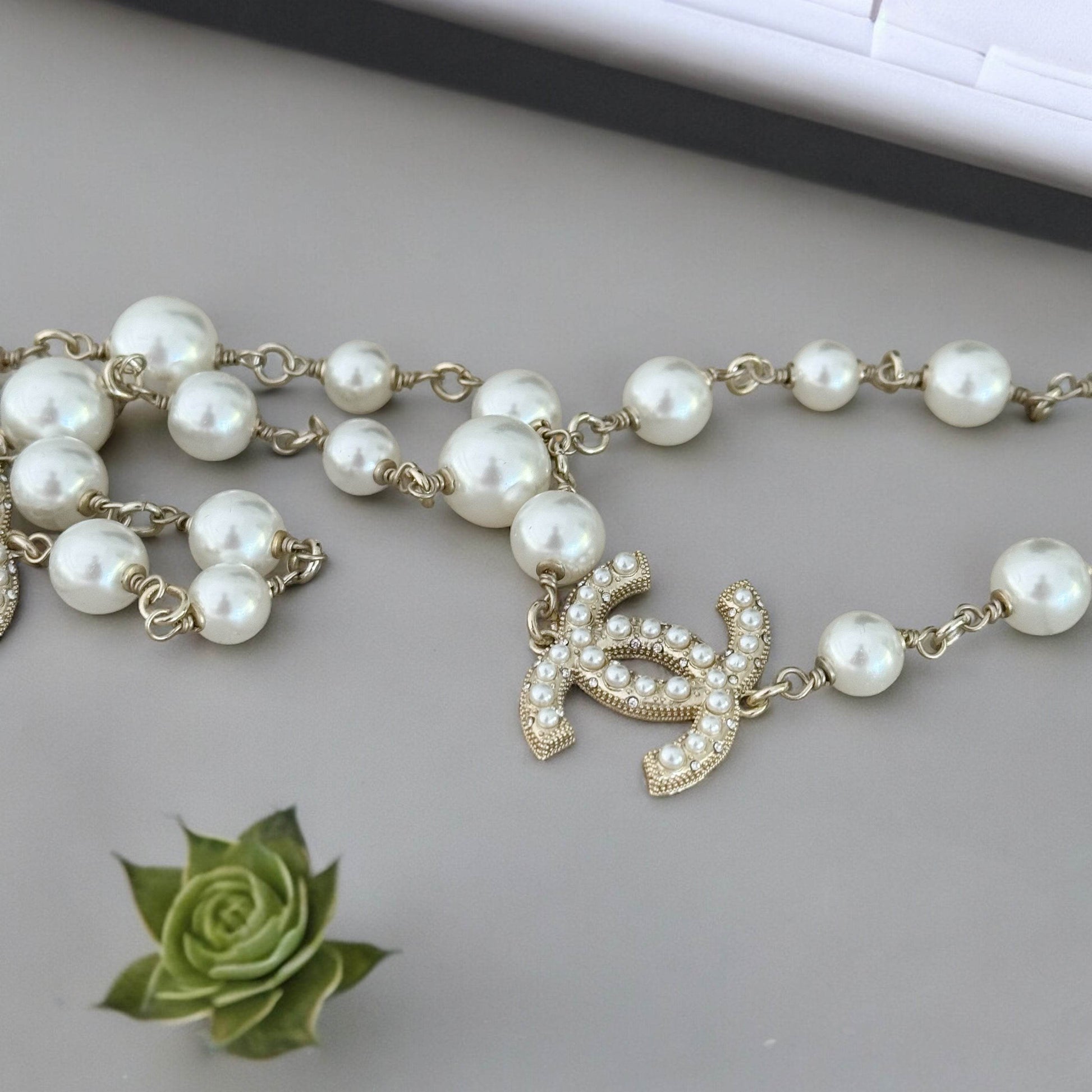Chanel Gold , Pearl Double C Double Wrap Adjustable Necklace - My Mama Found What 