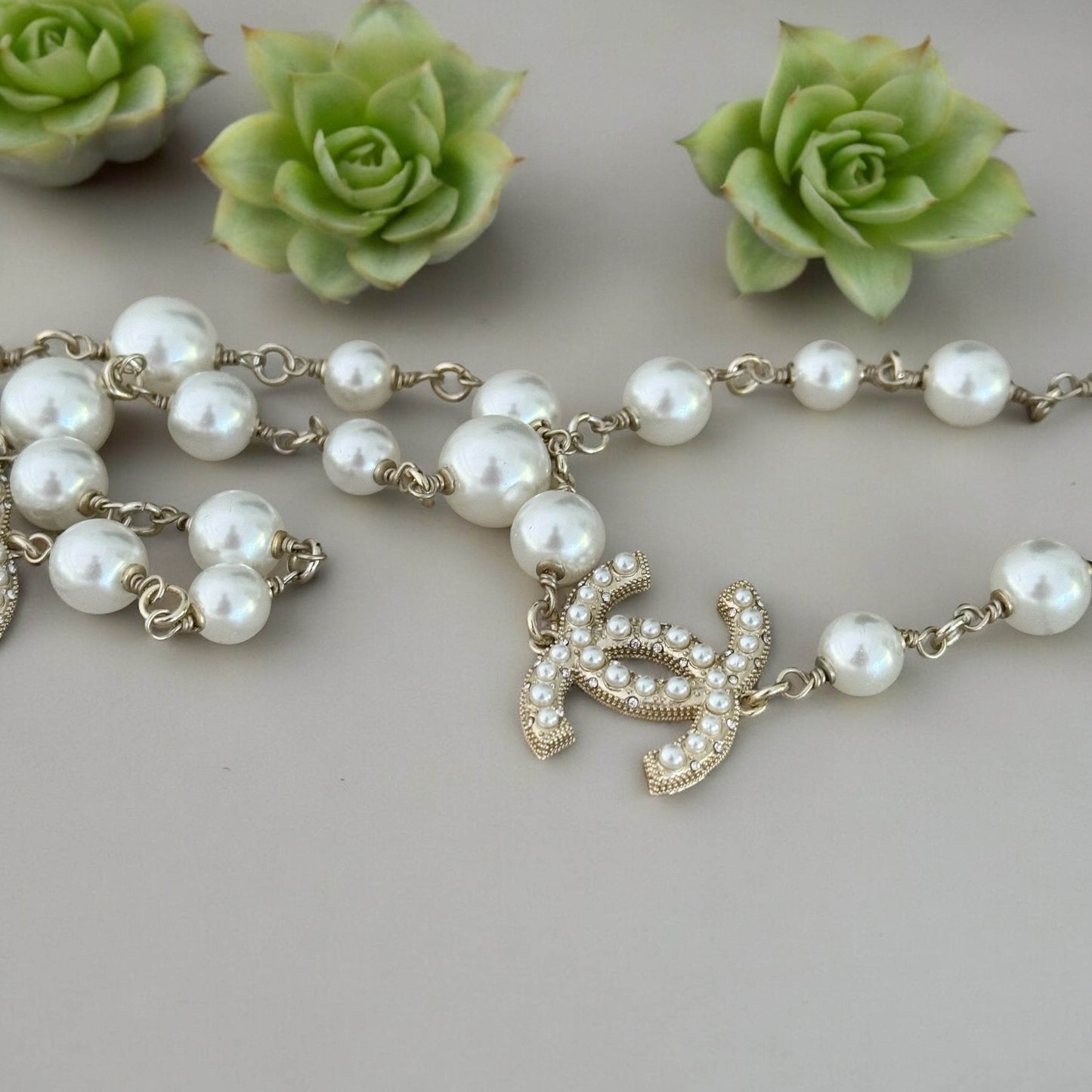 Chanel Gold , Pearl Double C Double Wrap Adjustable Necklace - My Mama Found What  My Mama Found What 
