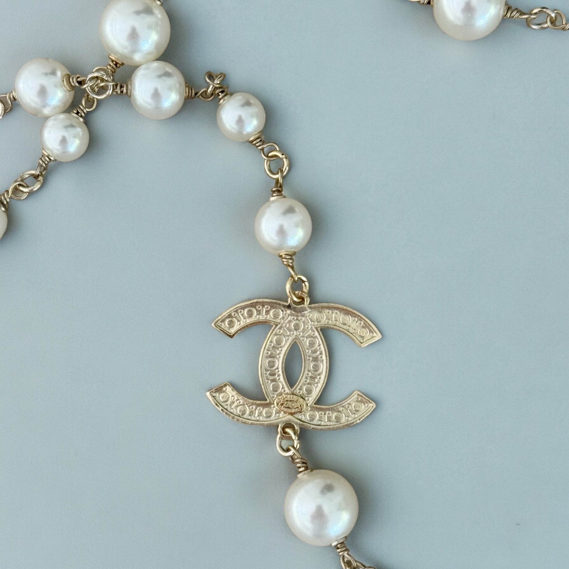 Chanel Gold , Pearl Double C Double Wrap Adjustable Necklace - My Mama Found What 