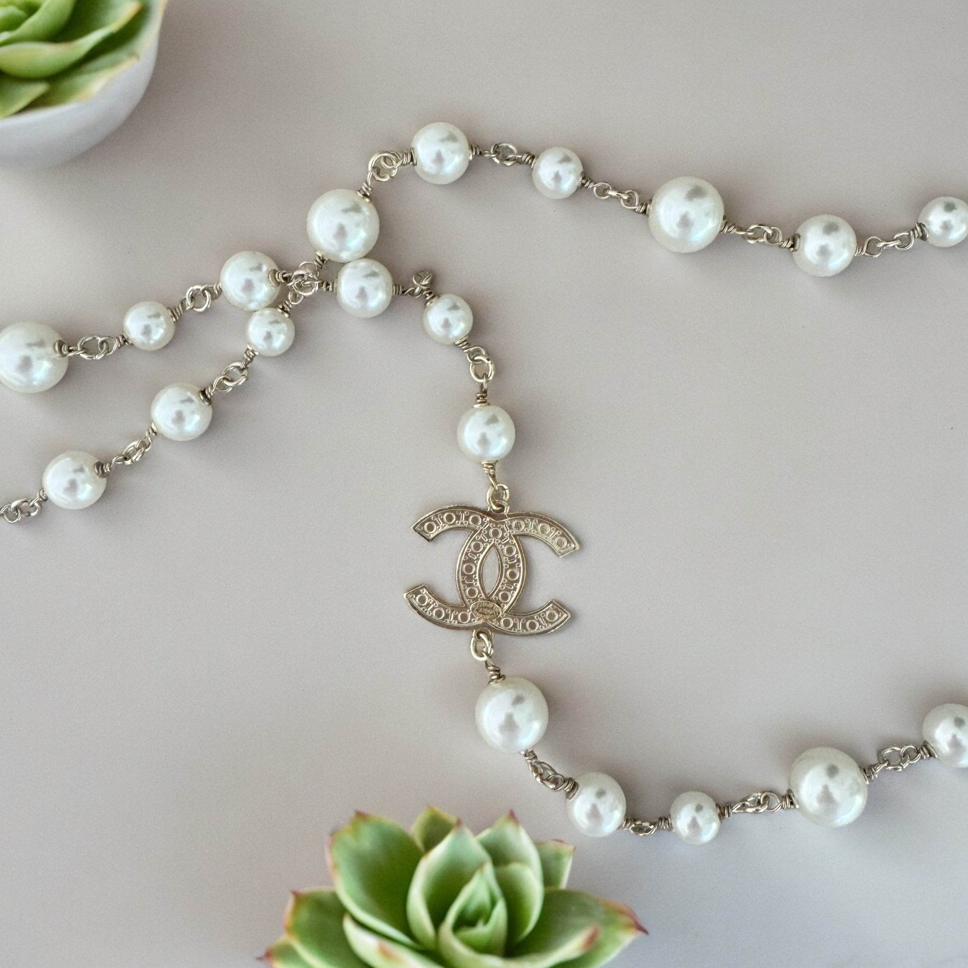 Chanel Gold , Pearl Double C Double Wrap Adjustable Necklace - My Mama Found What 