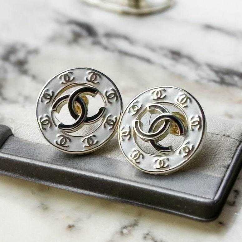 Chanel Gold , Strass & Enamel CC Round Earrings Earrings - My Mama Found What 