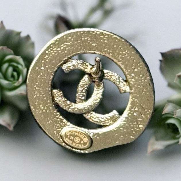 Chanel Gold , Strass & Enamel CC Round Earrings Earrings - My Mama Found What  My Mama Found What 