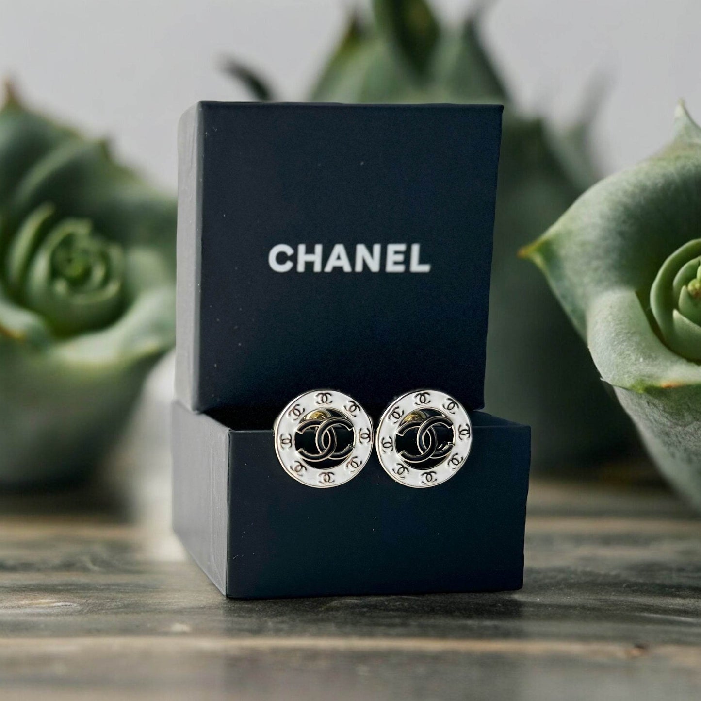 Chanel Gold , Strass & Enamel CC Round Earrings Earrings - My Mama Found What  My Mama Found What 