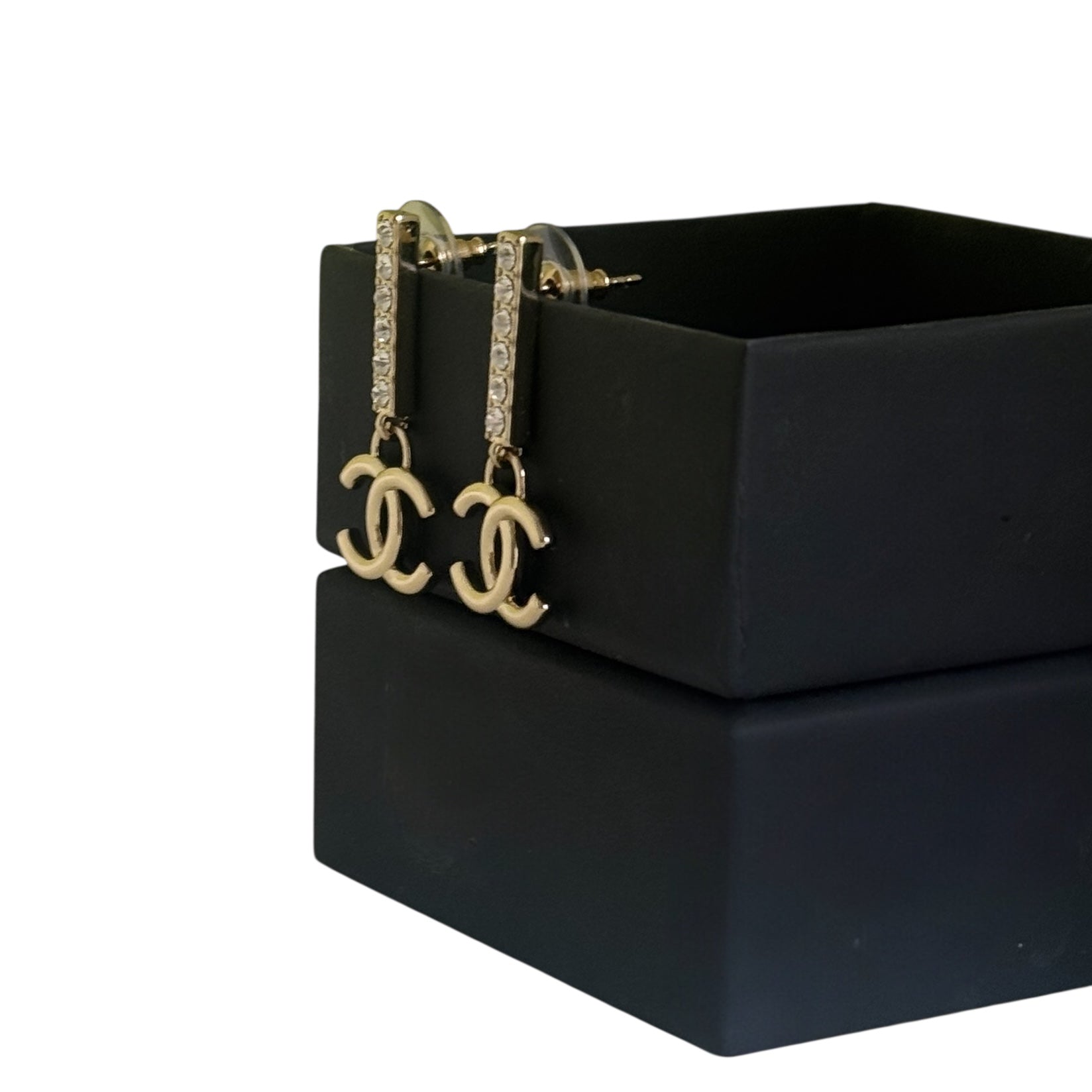 Chanel Gold with Crystals CC dangle Pre-Owned Earrings in excellent condition - My Mama Found What  