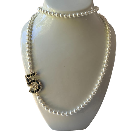 Chanel Knotted Pearl No.5  CC Sweater Necklace - My Mama Found What   My Mama Found What 