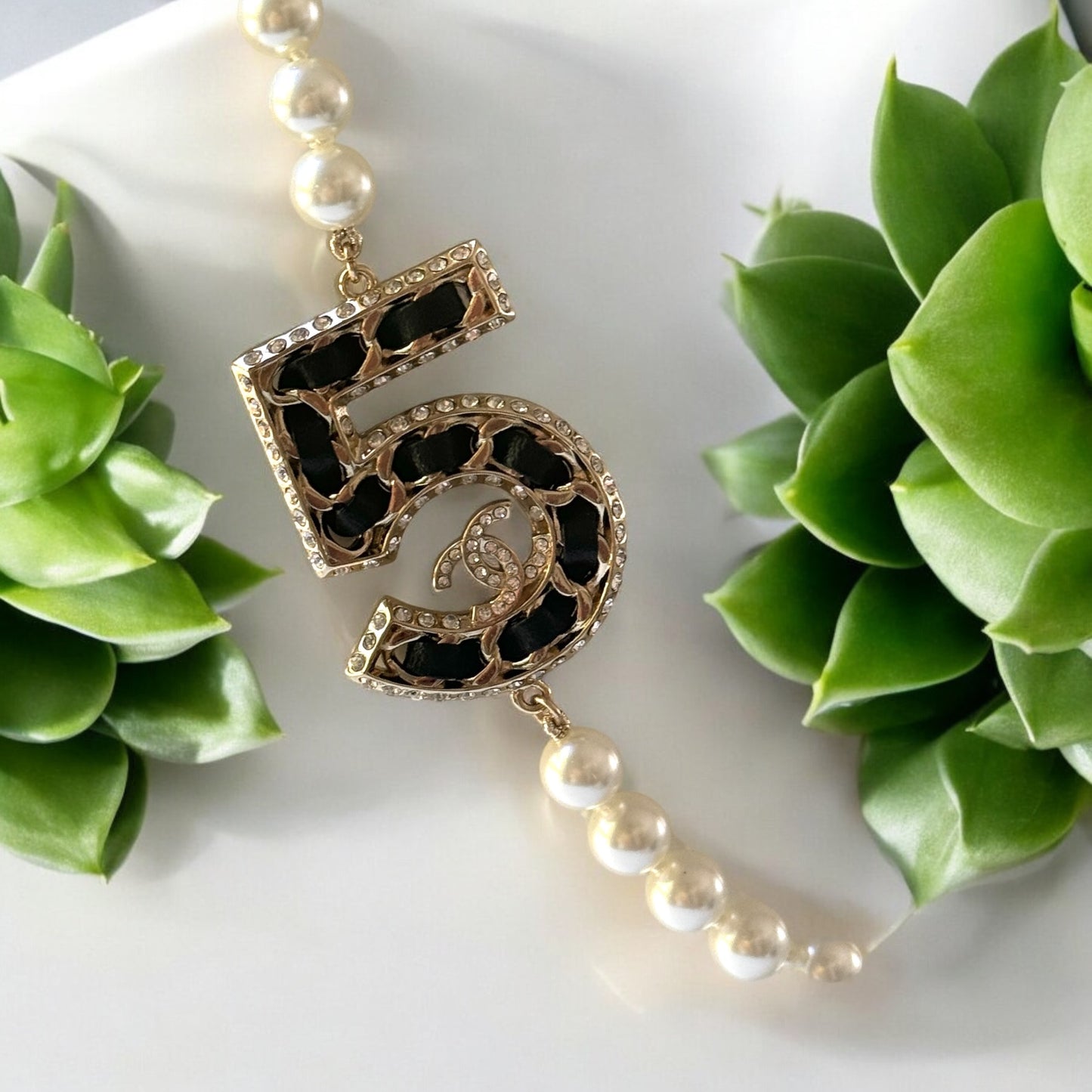 Chanel Knotted Pearl No.5  CC Sweater Necklace - My Mama Found What   My Mama Found What 