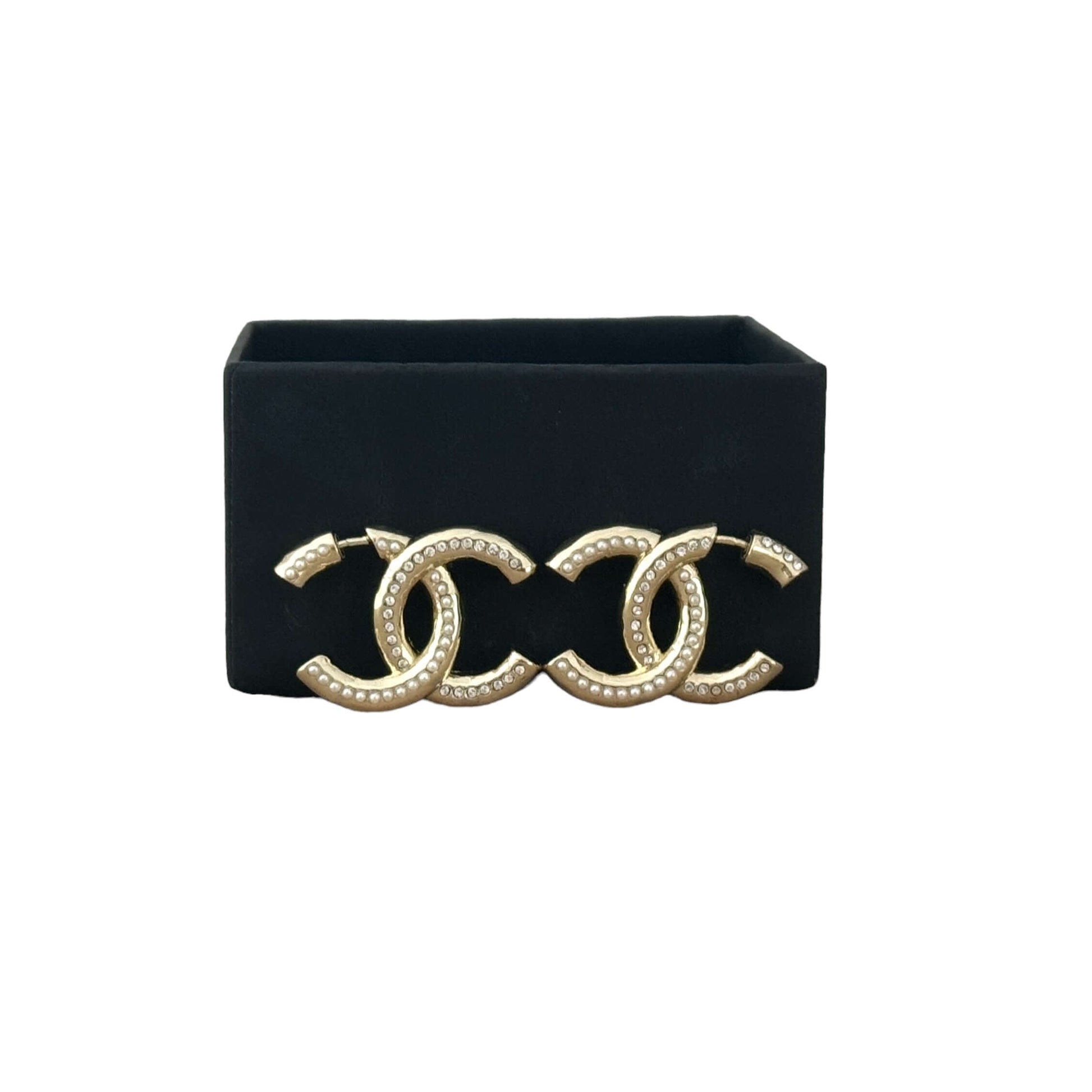 Chanel Lighter Gold CC w/ Crystals/Pearls Earrings Pre-Owned - My Mama Found What  