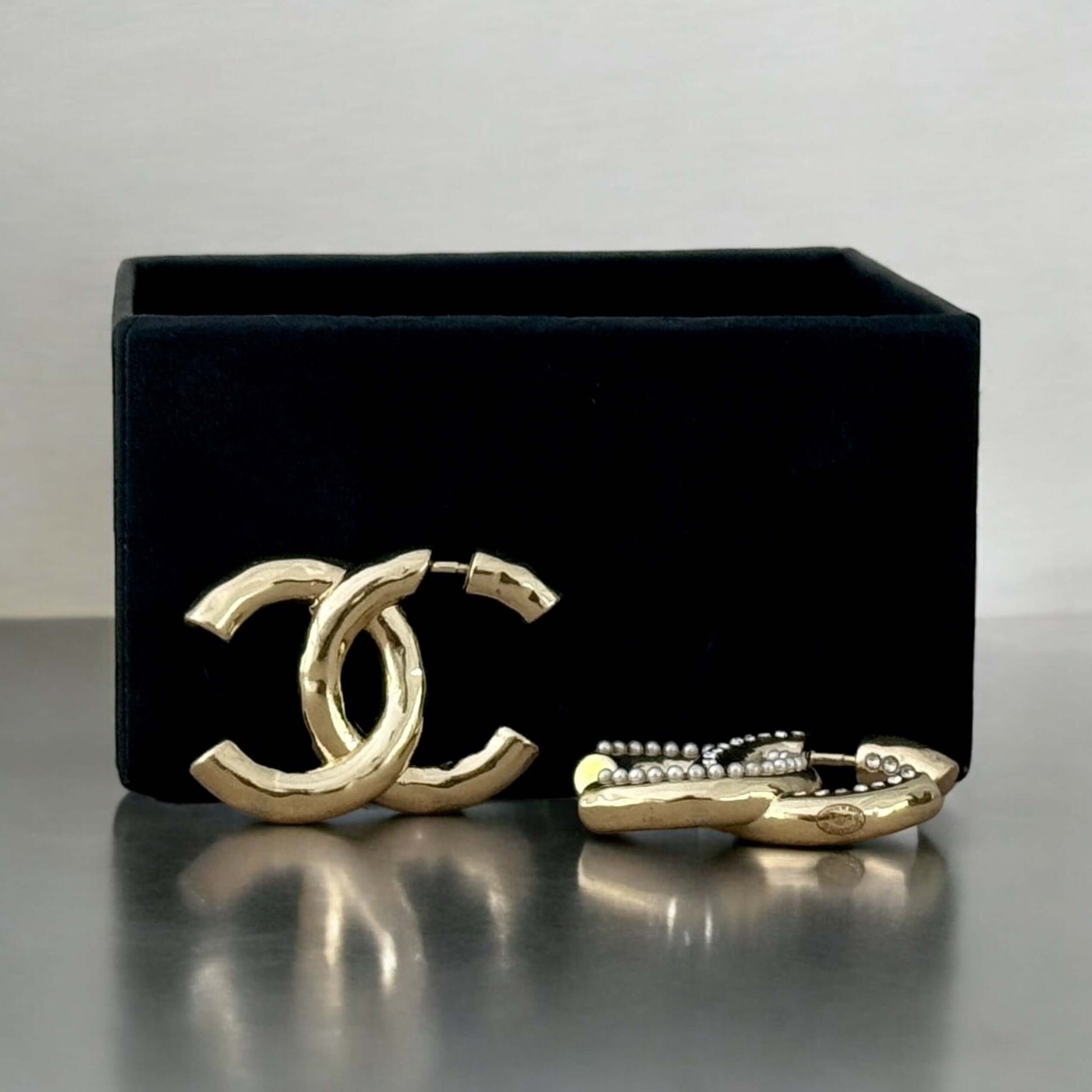 Chanel Lighter Gold CC w/ Crystals/Pearls Earrings Pre-Owned - My Mama Found What  