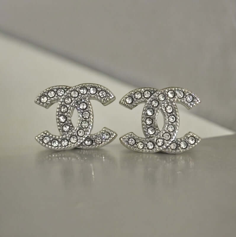 Chanel Mini Silver CC w/ crystals earrings - My Mama Found What  