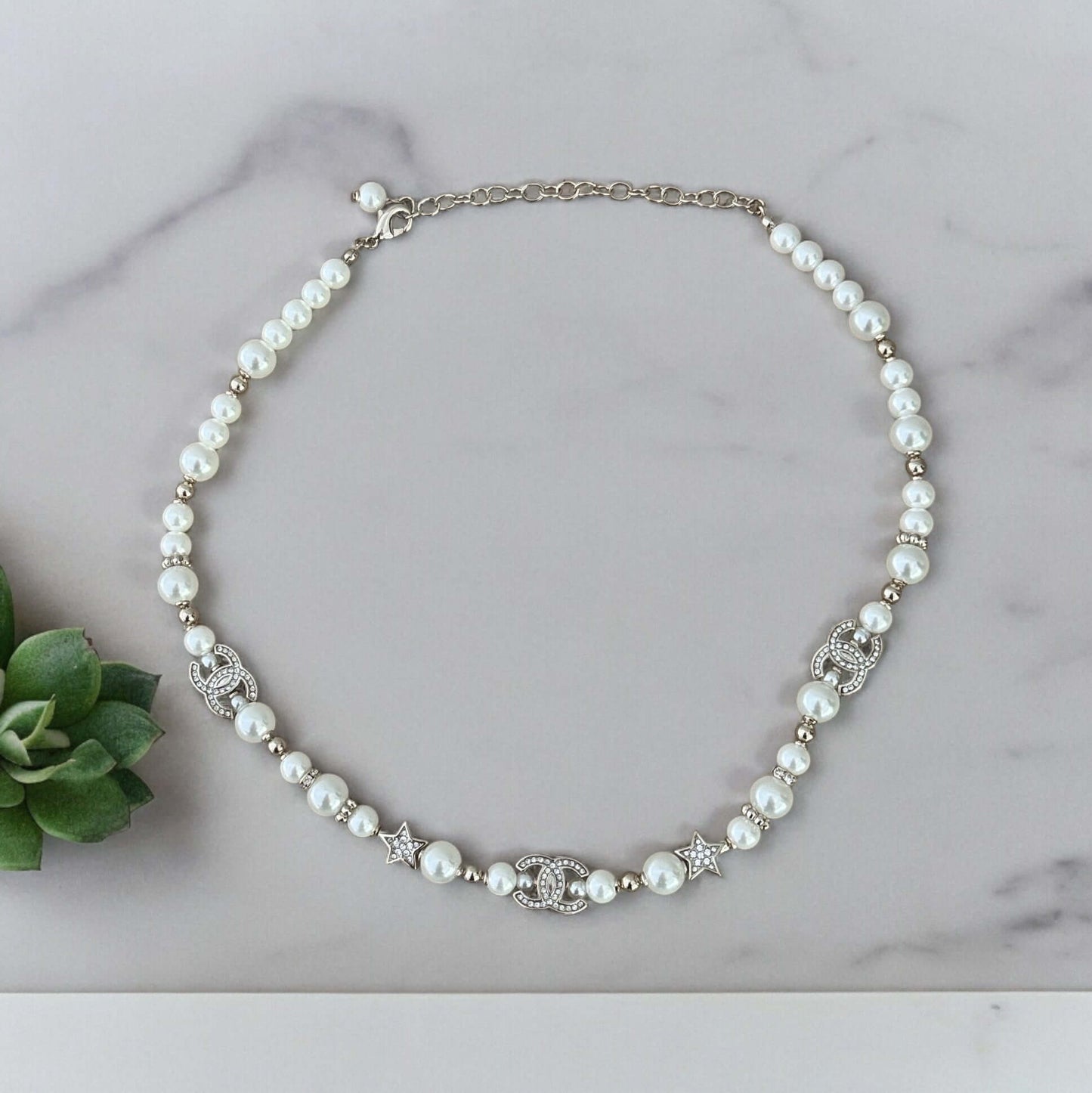 Chanel Pearl CC Star & Crystals Choker - My Mama Found What   My Mama Found What 