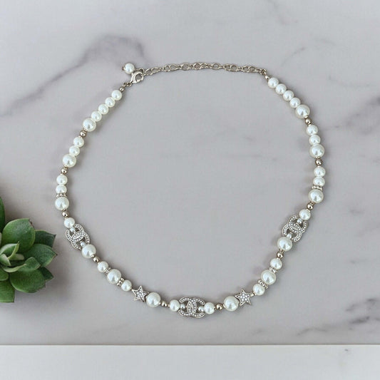 Chanel Pearl CC Star & Crystals Choker - My Mama Found What   My Mama Found What 