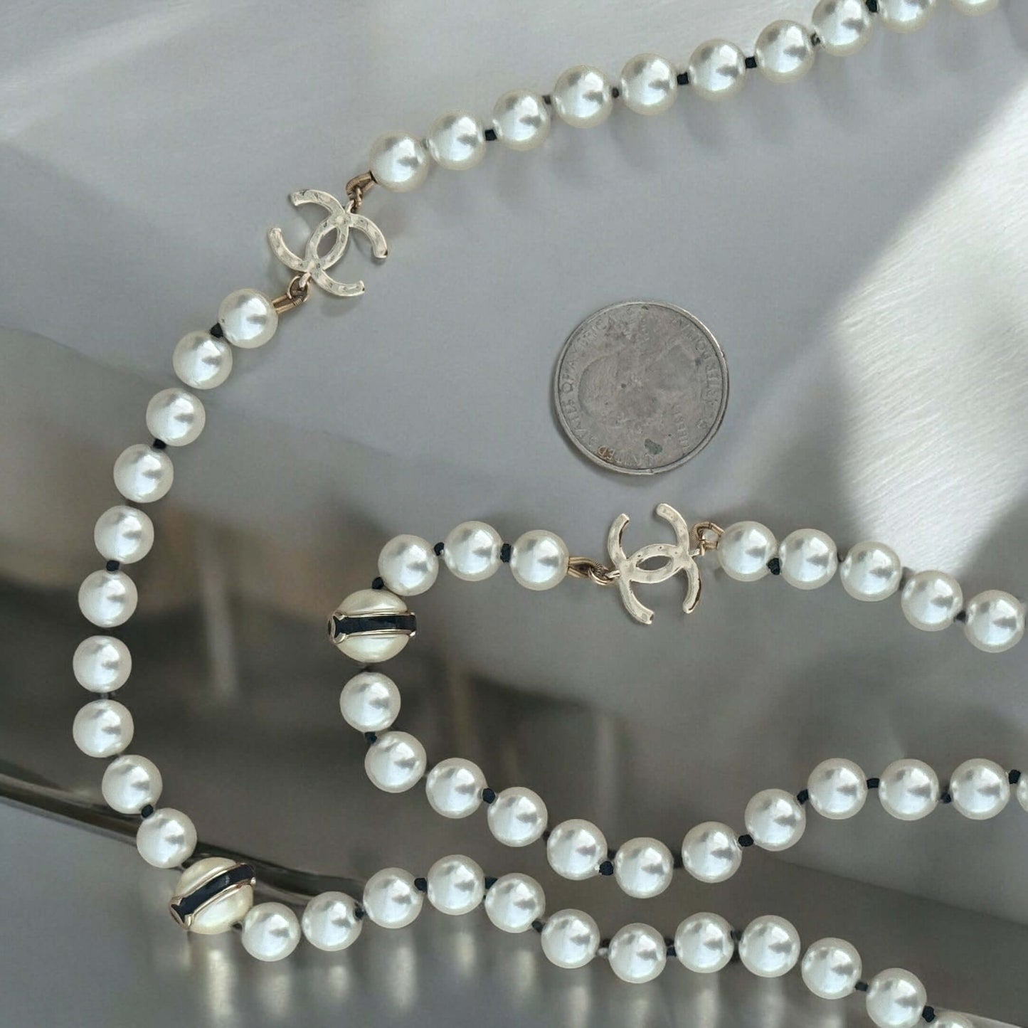 Chanel Pearl Gold CC Pre-Owned Necklace - My Mama Found What   My Mama Found What 