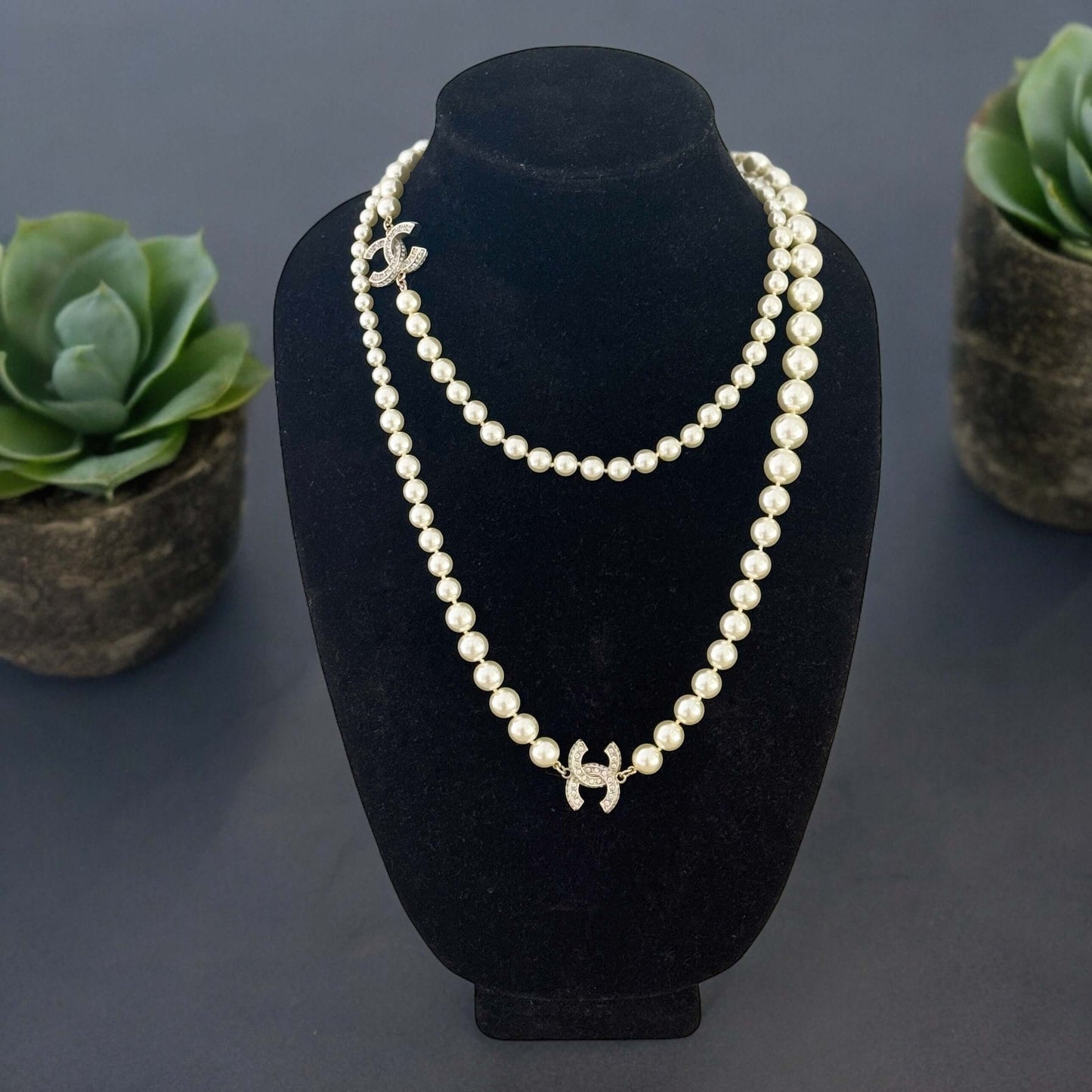 Chanel Pearl Knotted Sweater Necklace with CC - My Mama Found What   My Mama Found What 