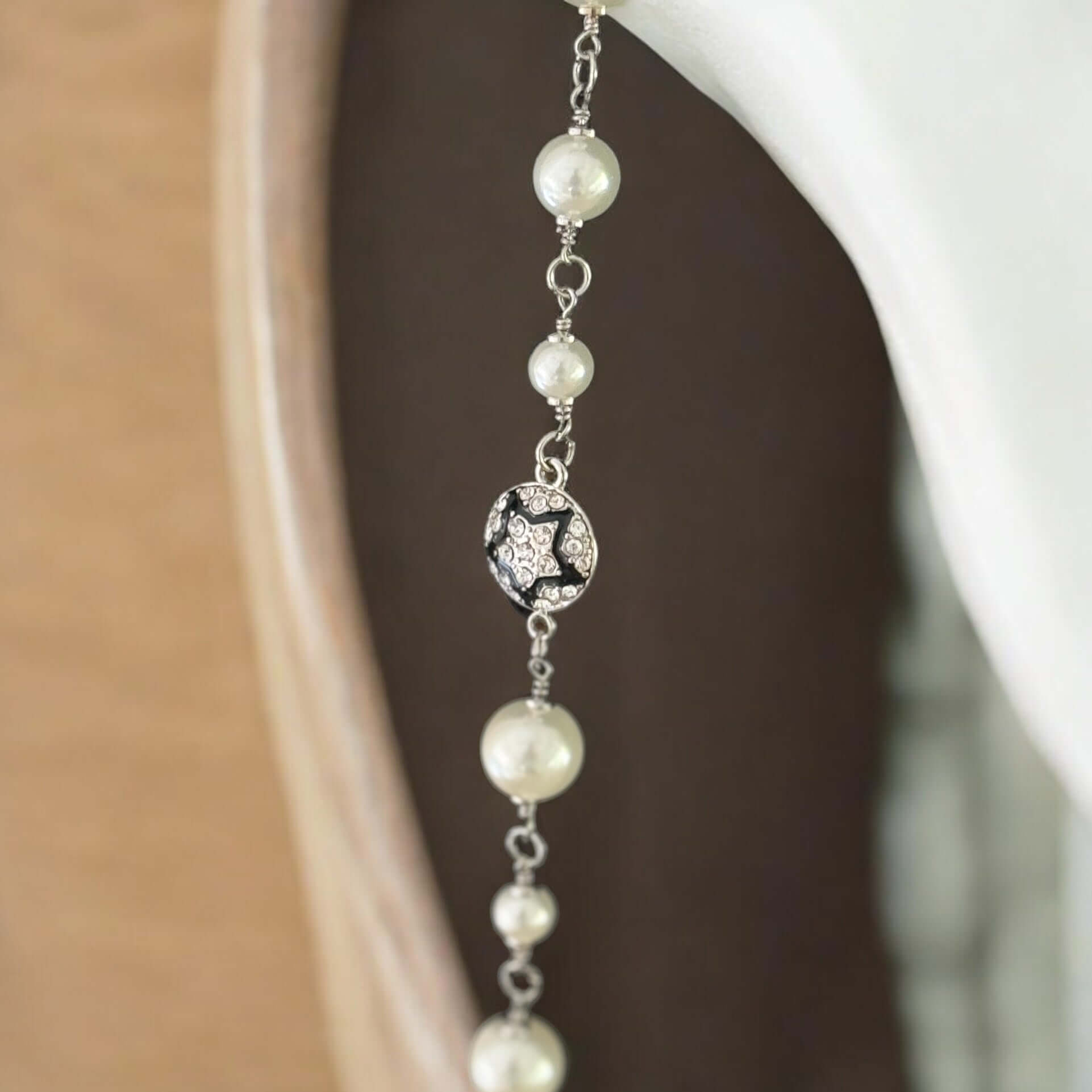 Chanel Silver Black Pearls Chain Link Sweater Necklace - My Mama Found What  