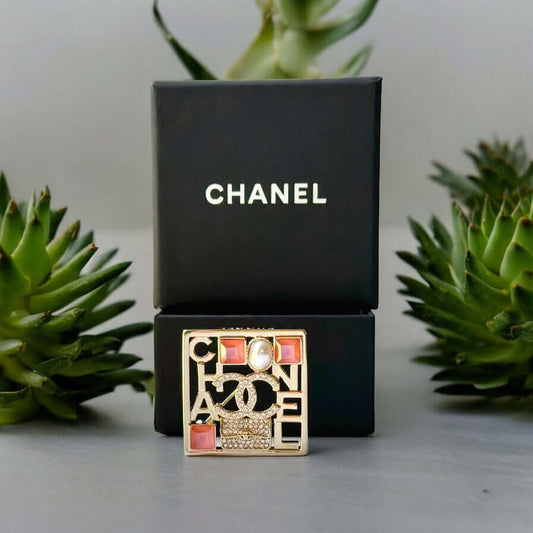 Chanel Strass CC cut out Square Brooch Hard to Find Pin - My Mama Found What   My Mama Found What 