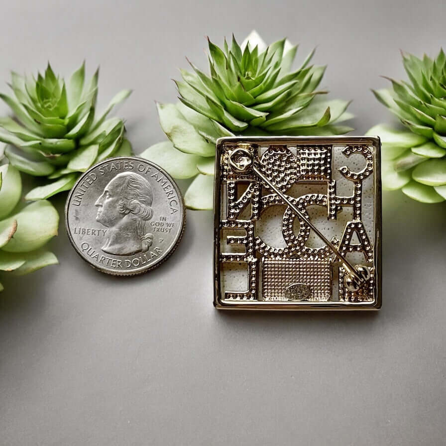 Chanel Strass CC cut out Square Brooch Hard to Find Pin - My Mama Found What   My Mama Found What 