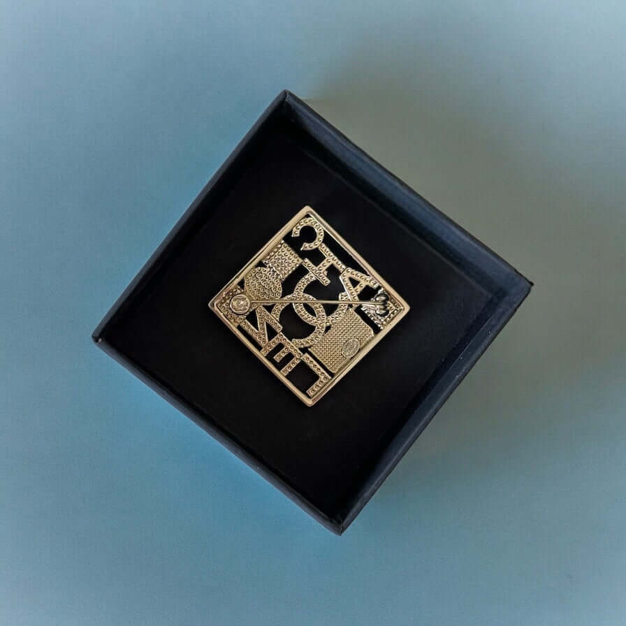 Chanel Strass CC cut out Square Brooch Hard to Find Pin - My Mama Found What   My Mama Found What 
