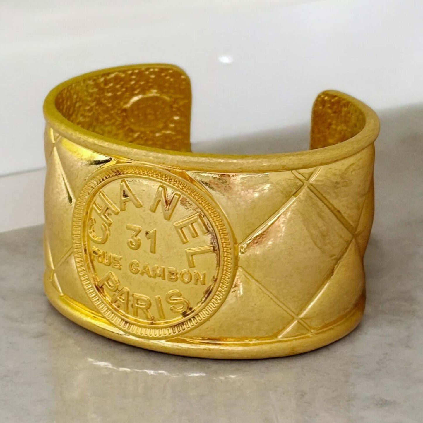 Chanel Vintage Gold Quilted Cuff 80’s - My Mama Found What   My Mama Found What 