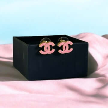 Chanel Gold CC Pink Earrings Pre-Owned